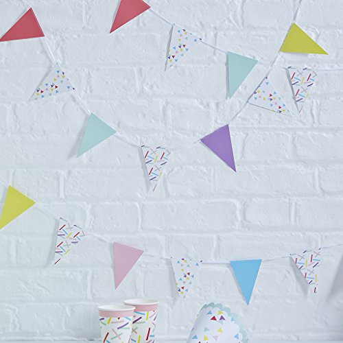 Ginger Ray PM-911 Pick And Mix Sprinkles Paper Mini Bunting Hanging Decoration, Multicolor