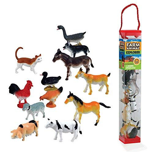 WowToyz Animal Explorer - Farm Animals Tube Playset - 12 Piece