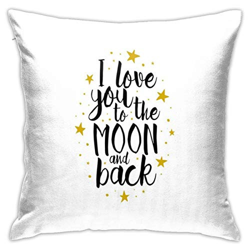 GULTMEE Modern Throw Pillow Cushion Cover,I Love You to The Moon and Back Doodle Stars Hand Writing Inspirational,Decorative Square Accent Pillow Case,20 inch X 20 inch