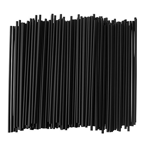 Crystalware, Large Plastic Stir Straw, Sip Stirrer, For Coffee and Cocktail, 8 Inches Long, 500/Box, (Black)
