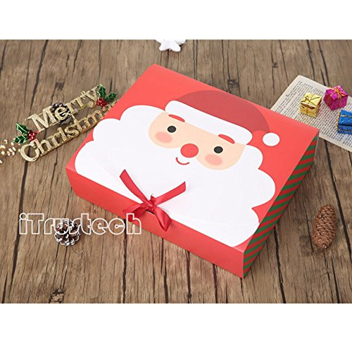 2 Pack Christmas Holiday Gift Box iTrustech Santa Gift Boxes/Christmas Cardboard Treat Boxes/Holiday Gift Wrap/Party Supplies