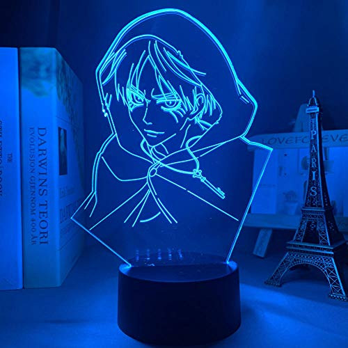3D Night Lights for Girls Boys Attack on Titan Eren Yeager for Bedroom Decoration Light Kids Gift Attack on Titan LED Night Light Ere Lamp led Night Light for Kids 16 Colors Remote