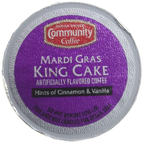 Community Coffee Mardi Gras King Cake Flavored Medium Roast Single Serve 12 Ct Box, Compatible with Keurig 2.0 K Cup Brewers, Medium Full Body Hints of Cinnamon and Vanilla, 100% Arabica Coffee Beans Community Coffee Mardi Gras King Cake Flavored Medium Roast Single Serve 12 Ct Box, Compatible with Keurig 2.0 K Cup Brewers, Medium Full Body Hints of Cinnamon and Vanilla, 100% Arabica Coffee Beans