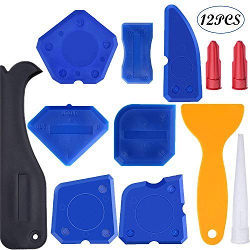 12 Pieces Caulking Tool Kit Silicone Sealant Finishing Tool Grout Scraper Caulk Remover and Caulk Nozzle and Caulk Caps 12 Pieces Caulking Tool Kit Silicone Sealant Finishing Tool Grout Scraper Caulk Remover and Caulk Nozzle and Caulk Caps