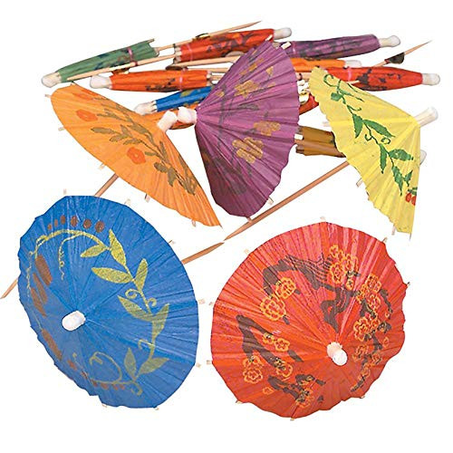 Drink Umbrellas Picks, Liangxiang 4 Inch Decorative Cocktail Parasol Drink Umbrellas Picks - Tropical Style Assorted Color - Pack of 144 (144 PCS)
