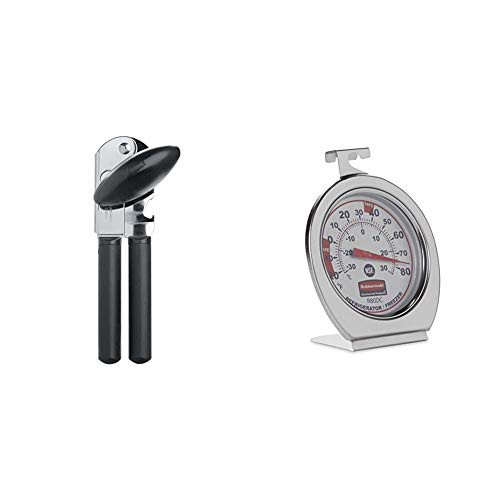 OXO Good Grips Soft-Handled Can Opener,Black,None  and  Rubbermaid Refrigerator/ Freezer Thermometer