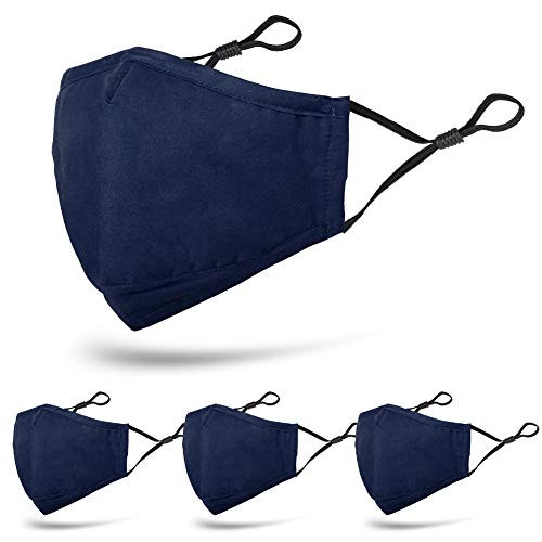 4 PCS Unisex Washable Reusable Adjustable Protective 3 Layers Cotton Face Madks (4, Navy Blue) 4 PCS Unisex Washable Reusable Adjustable Protective 3 Layers Cotton Face Madks (4, Navy Blue)