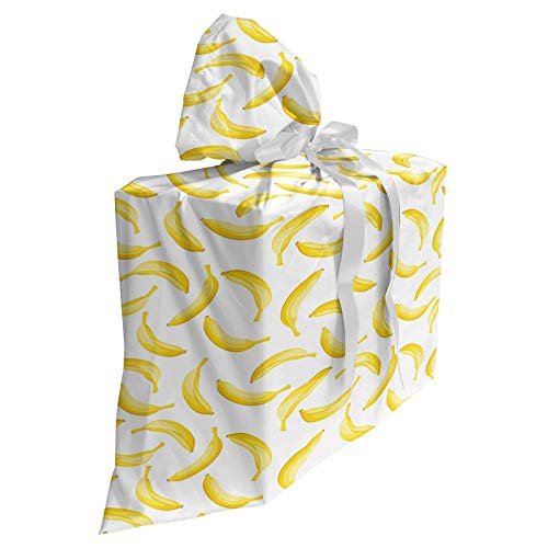 Ambesonne Yellow and White Fabric Gift Bag, Cartoon Style Bananas Pattern Exotic Fresh Ripe Fruit Healthy Tropical, Present Sack fors Birthdays with 3 Ribbons, 27 inch X 32 inch, Yellow White Ambesonne Yellow and White Fabric Gift Bag, Cartoon Style Bananas Pattern Exotic Fresh Ripe Fruit Healthy Tropical, Present Sack fors Birthdays with 3 Ribbons, 27 inch X 32 inch, Yellow White