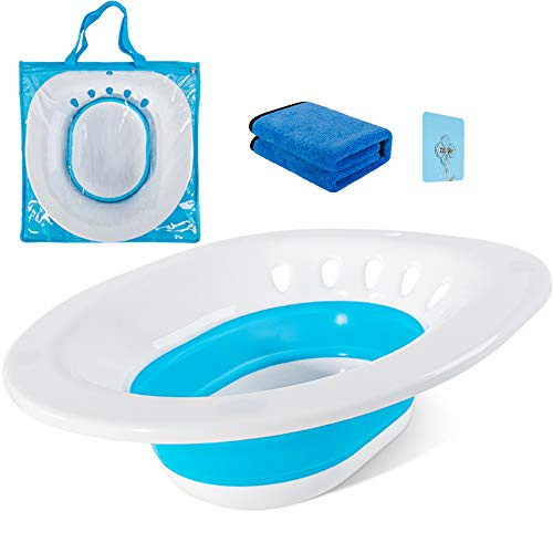 Sitz Bath for Toilet Hemorrhoids Postpartum Care, Perineal Soaking Bath Over The Toilet Seat for Pregnant Women, Foldable Sitz Basin Tub for Vaginal or Anal Inflammation Relief, Yoni Steam Seat