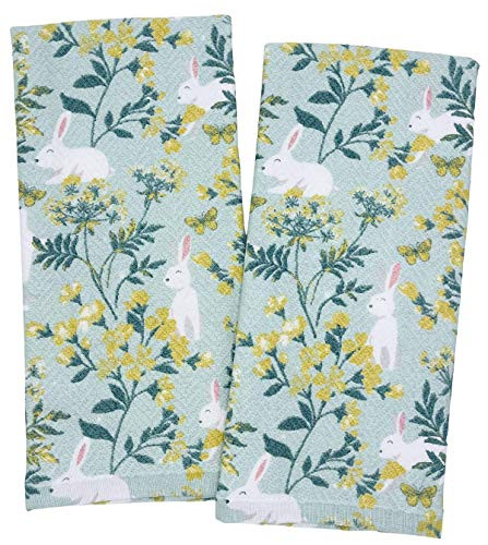 Spring Bunnies Mint Easter Kitchen Towels, Set of 2 Easter Dish Towels for Baking, Cooking, Easter Decoration, Spring Kitchen Decor, Easter Towels, Easter Hand Towels, Spring Kitchen Towels