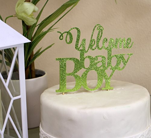All About Details Lime Green Welcome Baby Boy Cake Topper