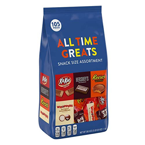 Hershey's Chocolate Variety Assortment (Reese's, Kit Kat, Hersheys and Whoppers) 2 Pound Bag, 105 Count Hershey's Chocolate Variety Assortment (Reese's, Kit Kat, Hersheys and Whoppers) 2 Pound Bag, 105 Count
