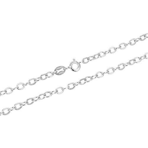 1pc 925 Sterling Silver 18 inch Textured Flat Cable Necklace Chain (3mm/0.12 inch width) - Hypoallergenic Nickel Free Made In Italy SSX1-18