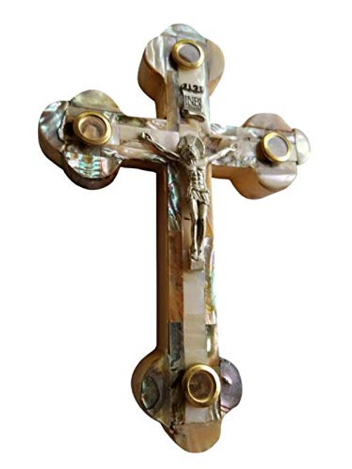 Bethlehem Gifts TM Handcarved from Bethlehem Olive Wood Cross Crucifix (Mother of Pearl Lens Crucifix, 5 inch) Bethlehem Gifts TM Handcarved from Bethlehem Olive Wood Cross Crucifix (Mother of Pearl Lens Crucifix, 5 inch)