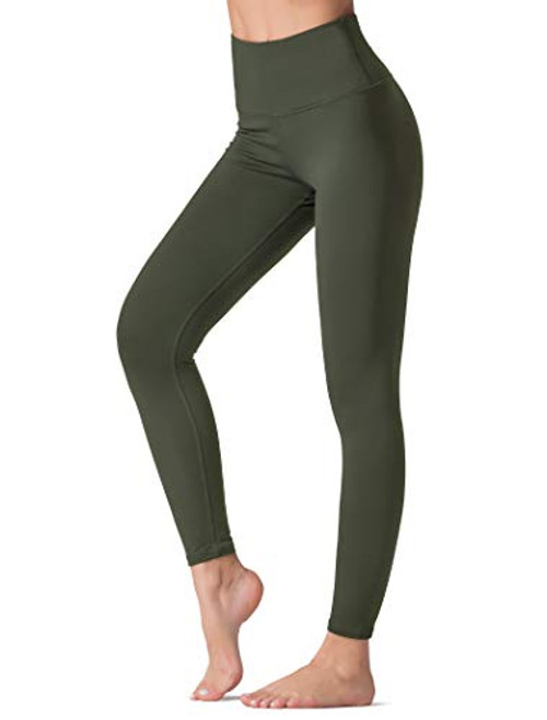 Dragon Fit Compression Yoga Pants with Inner Pockets in High Waist Athletic Pants Tummy Control Stretch Workout Yoga Leggings (Medium, Dark Olive)