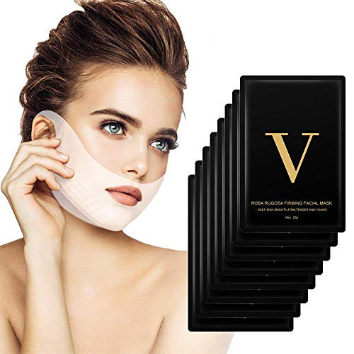 V Line Lifting Face Mask, 8 Pcs Double Chin Reducer Intense Lift Layer Mask, Chin Up Tightening Patch V Shape Slimming Facial Neck Mask, V Line Firming Moisturizing Tape Mask for Face and Neck Lift