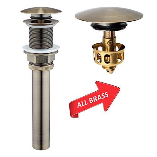 Artiwell Bathroom Pop Up Sink Drain Assembly Stopper without Overflow, Bathroom Vessel Sink Anti Clogging Pop Up Drain with Strainer Bathroom Sink Drain Assembly (ANTIQUE BRONZE)