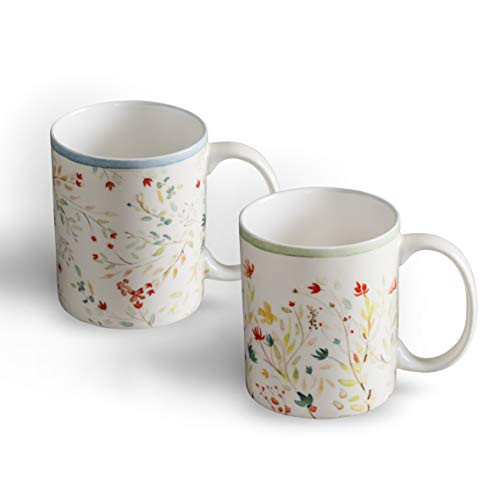 Maison d' Hermine Colmar Fine Bone China Coffee Mug with Handles for Hot Beverages - Coffee   Cappuccino   Latte  Cocoa   Tea Perfect for Home   Gifts (Pack of Two, 12 Ounce)
