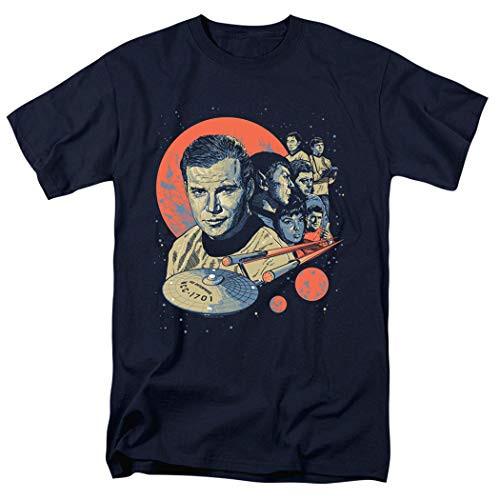 Star Trek Illustrated Crew Classic TV Show T Shirt  and  Stickers (Medium) Navy