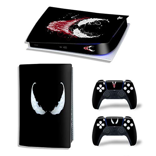 PS5 Console Skin and PS5 Controller Skins Set, Playstation 5 Skin Wrap Decal Sticker PS5 Digital Edition, Venom Decal Kit (Digital Edition)