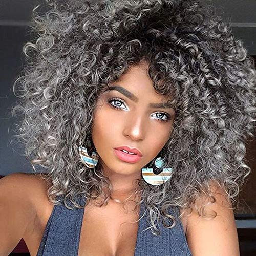 Curly Hair Wigs For Black Women,Natural Hair Wigs For Black Women,Curly Wig, Kinky Curly Afro Wigs Human Hair Short Fluffy Wavy Full Synthetic Wigs 12 inch 200g?Gray? Curly Hair Wigs For Black Women,Natural Hair Wigs For Black Women,Curly Wig, Kinky Curly Afro Wigs Human Hair Short Fluffy Wavy Full Synthetic Wigs 12 inch 200g?Gray?