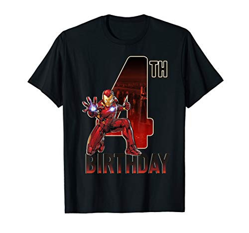 Marvel Iron Man 4th Birthday Action Pose Graphic T-Shirt Marvel Iron Man 4th Birthday Action Pose Graphic T-Shirt