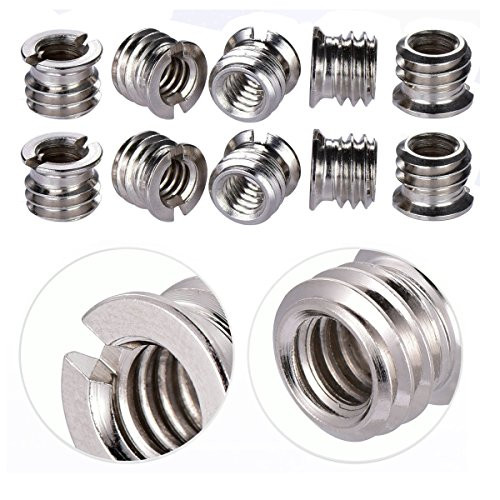 Lala Smill 10pcs Convert Screw Adapter,1/4"-20 Female to 3/8"-16 Male Adaptor Reducer Bushing Screw for DSLR Camera Camcorder Monopod Tripod Head Ball Head Video Light Stand