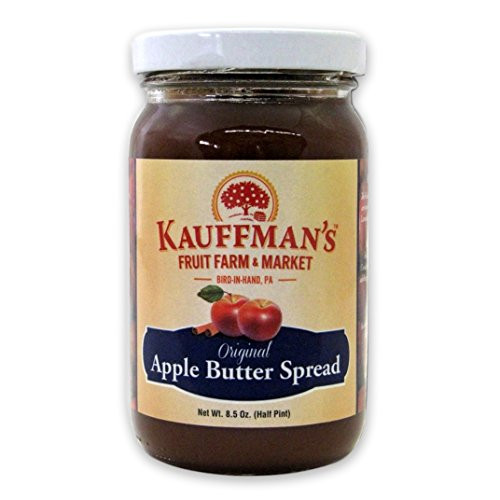 Kauffman's Fruit Farm Original Apple Butter, Excellent on Toast, Croissant Rolls, use as a BBQ on your grill stash or mix up a juicy Cream Cheese Spread. Kosher, Non-GMO 8.5 Oz. Jar (Pack of 2) Kauffman's Fruit Farm Original Apple Butter, Excellent on Toast, Croissant Rolls, use as a BBQ on your grill stash or mix up a juicy Cream Cheese Spread. Kosher, Non-GMO 8.5 Oz. Jar (Pack of 2)
