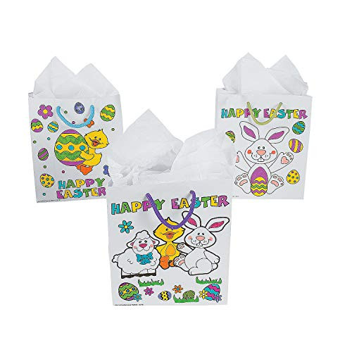 Fun Express - Cyo Easter Gift Bags for Easter - Craft Kits - CYO - Paper - Bags - Easter - 12 Pieces