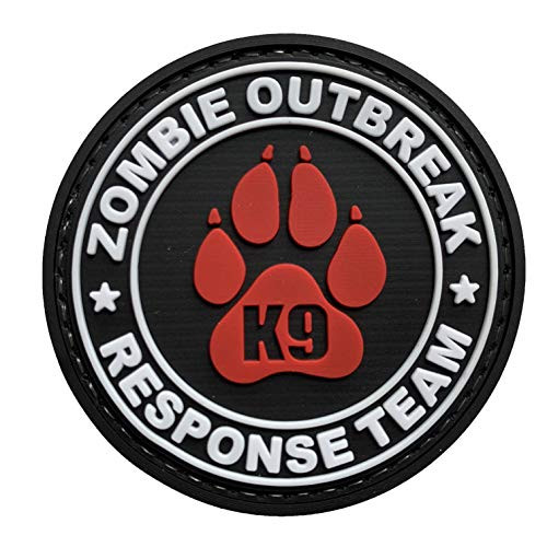 Zombie Outbreak Response Team K9 Paw Canine Unit Morale Tactical PVC Patch Combat Badge with Hook Fastener Backing (Red)