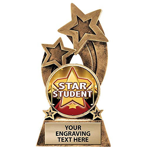 Crown Awards Star Student Trophy, 6 inch Glory Resin Star Student Trophies with Free Custom Engraving Prime
