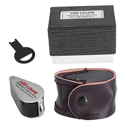Cocosity Jeweler Loupe, Jewelry Loupe Magnifier, with LED White and UV Light Watches Jewelry for Diamonds Gemstones Cocosity Jeweler Loupe, Jewelry Loupe Magnifier, with LED White and UV Light Watches Jewelry for Diamonds Gemstones