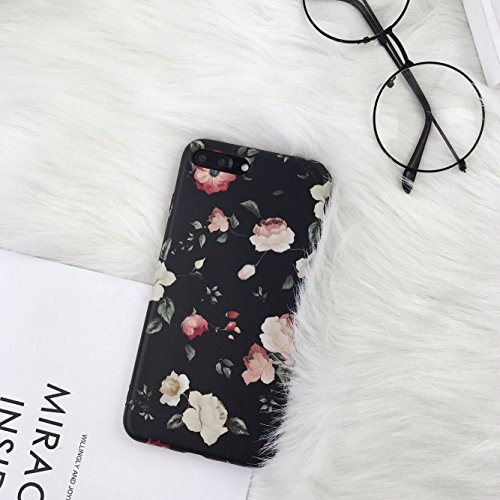 iPhone 8 Plus Case, iPhone 7 Plus Cute Case for Girls, Rose Flower Pattern Design, Slim Fit Soft TPU Full-Body Protective Cover Case for Apple iPhone 7/8 Plus 5.5'' (Rose)