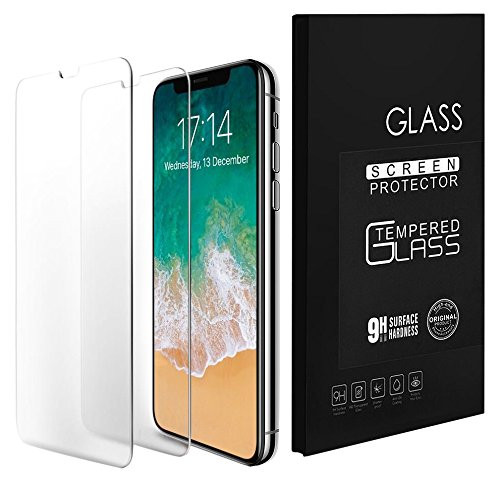 Louseng ly-101 iPhone X Screen Protector, [2-Pack] 0.33 mm 9H Hardness Anti-Scratch and Anti-Fingerprint High Light Tempered Glass Screen Protector for Apple iPhone X