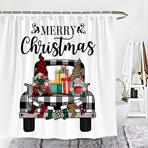 Wencal Merry Christmas Buffalo Check Plaid Truck Gnomes Shower Curtain Xmas Farmhouse Bathroom Decor 72 x 72 Inches Wencal Merry Christmas Buffalo Check Plaid Truck Gnomes Shower Curtain Xmas Farmhouse Bathroom Decor 72 x 72 Inches