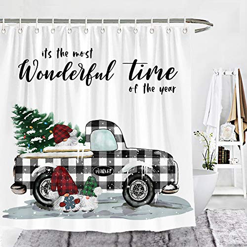 Wencal Christmas Buffalo Check Plaid Truck Tree Shower Curtain Xmas Gnomes Snow Farmhouse Bathroom Decor with Hooks 72 x 72 Inches Wencal Christmas Buffalo Check Plaid Truck Tree Shower Curtain Xmas Gnomes Snow Farmhouse Bathroom Decor with Hooks 72 x 72 Inches
