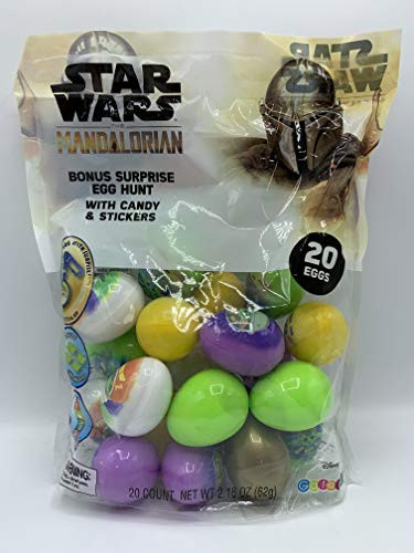 Star Wars Mandalorian Bonus Easter Egg Hunt Candy and Stickers (Bag of 20 eggs)