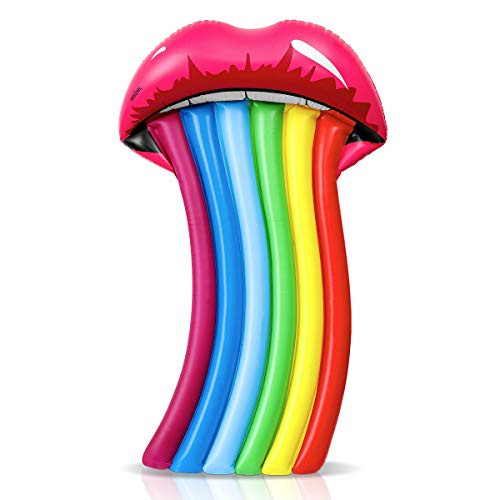 Pool Float Inflatable Swim Pool Raft Rainbow Mouth Water Raft Float Toys Large Blow Up Summer Beach Swimming Lounger Float Party Toys Lounge Raft for Adults Kids