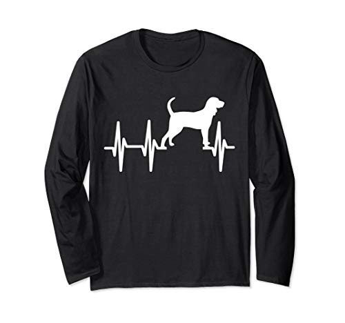 Black Tan Coonhound Heartbeat Dog Mom Dad Pet Gift Long Sleeve T-Shirt