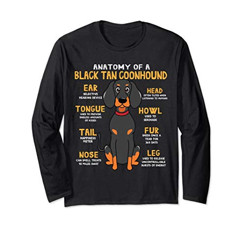 Black Tan Coonhound Anatomy Funny Dog Mom Dad Cute Gift Long Sleeve T-Shirt