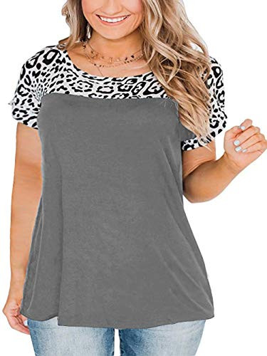 Plus Size Shirts for Women 3X Short Sleeve Casual Tunic Tops for Summer Gray 24W