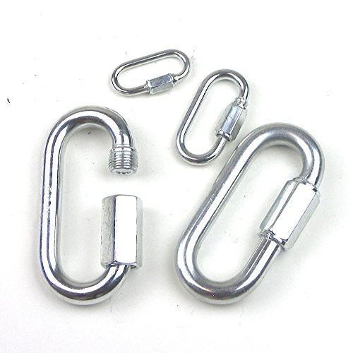 Safeland 10pc Set 3/8 inch Wide Open Zinc Plated Quick Link - Chain Link - Chain Connector - Threaded Locking Carabiner Wire Rope Cable Connector
