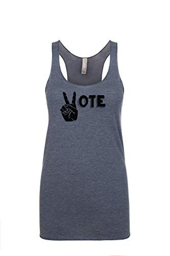 Vote, Women's Graphic Racerback Tank Top, Funny Gift for Her, Shirts with Sayings, Yoga Tee, Indigo or Heather White