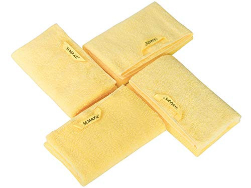 SEMAXE Towel Hand Towels for Bathroom, Absorbent and Soft Long-Staple Cotton Hand Towel Set,Hotel  and  Spa Quality Towels (Yellow, 4 Hand Towels)
