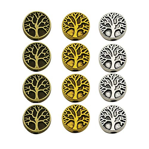 75pcs Antique Silver Bronze Gold Mixed Tree of Life Loose Spacer Bead,Craft Supplies Charms Pendants for Jewelry Findings Making Accessory for DIY Bracelet Necklace M229 75pcs Antique Silver Bronze Gold Mixed Tree of Life Loose Spacer Bead,Craft Supplies Charms Pendants for Jewelry Findings Making Accessory for DIY Bracelet Necklace M229