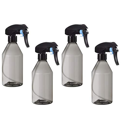 uxcell Plastic Spray Bottle, 10oz/300ml Empty Refillable Bottle Black with Black Fine Mist Sprayer for Cleaning Solution and Plant Watering 4pcs