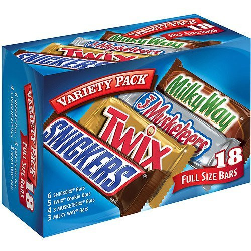 Variety Pack 18ct Snickers, Twix, 3 Musketeers, Milky Way