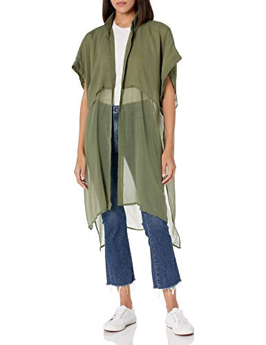 Steve Madden Women's Solid Trench Kimono, Olive, One Size
