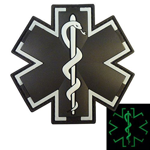 LEGEEON Glow Dark Black EMS EMT Medic Paramedic Star of Life Morale Tactical PVC Touch Fastener Patch LEGEEON Glow Dark Black EMS EMT Medic Paramedic Star of Life Morale Tactical PVC Touch Fastener Patch