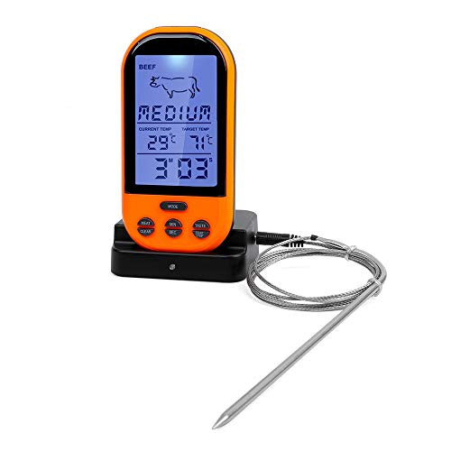 Festnight Wireless Remote Digital Thermometer Timer Cooking Meat Thermometer Probe Meat Steak BBQ Temperature Gauge Kitchen Cooking Tools